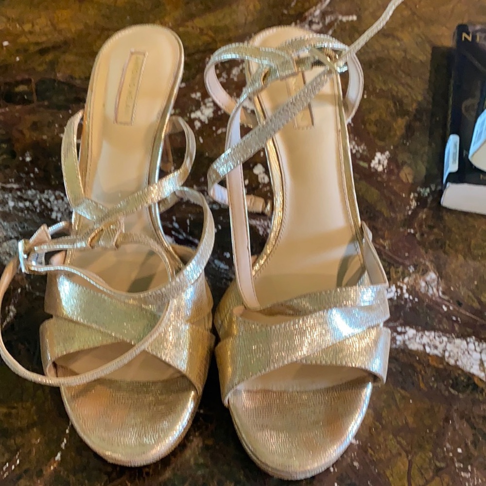 Gold strapped heels